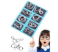 3D Montessori Metal Puzzle Set, 24-Piece Metal Brain Teaser Puzzles for Adults, Reverse Thinking Physics Mind Games, Metals Puzzle Ring Disentanglement Set with Carry Pouch for Party Challenge (W)