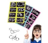 3D Montessori Metal Puzzle Set, 24-Piece Metal Brain Teaser Puzzles for Adults, Reverse Thinking Physics Mind Games, Metals Puzzle Ring Disentanglement Set with Carry Pouch for Party Challenge (ALL)