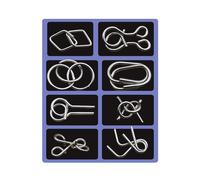 3D Montessori Metal Puzzle Set, 8-Piece Metal Brain Teaser Puzzles for Adults & Kids, Reverse Thinking Physics Mind Games, Metals Puzzle Ring Disentanglement Set for Party Challenge (A)