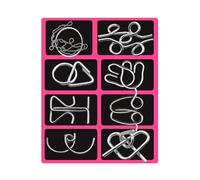 3D Montessori Metal Puzzle Set, 8-Piece Metal Brain Teaser Puzzles for Adults & Kids, Reverse Thinking Physics Mind Games, Metals Puzzle Ring Disentanglement Set for Party Challenge (B)