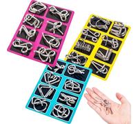 3D Montessori Metal Puzzle Set,Difficult Iq Test Disentanglement Chinese Ring Magic,Reverse Thinking Physics Mind Games (3 Pcs)