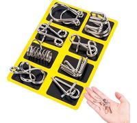 3D Montessori Metal Puzzle Set,Difficult Iq Test Disentanglement Chinese Ring Magic,Reverse Thinking Physics Mind Games (B)