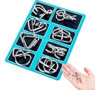 3D Montessori Metal Puzzle Set,Difficult Iq Test Disentanglement Chinese Ring Magic,Reverse Thinking Physics Mind Games (C)