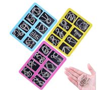 3D Montessori Metal Puzzle Solving Set, Metal Brain Teaser Puzzles for Adults, Reverse Thinking Physics Mind Games, Educational Iron Wire Unlock Interlock Set with Pouch for Party Challenge (3PCS)