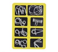 3D Montessori Metal Puzzle Solving Set, Metal Brain Teaser Puzzles for Adults, Reverse Thinking Physics Mind Games, Educational Iron Wire Unlock Interlock Set with Pouch,Unlock Interlock Game(Yellow)