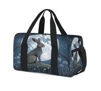 3D Moon Forest Rabbit Sports Duffel Bag Weekend Overnight Bag Tote Holdall Casual Travel Gym Duffel Bags for Kids Girls Boys Women Men