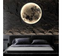 3D Moon Light Wall Sconce - Dimmable LED Lamp With Remote Control, Plug-In Mounted Ceiling Light Fixture for Living Room, Bedroom, Hallway, Foyer - Night Light (30cm/11.8in)