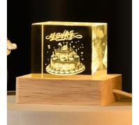 3D Moon Model Cubic Crystal Earth Led Lamp with Wooden Base Seven Colors Flicker Swirl Planet Table Lamp Suit for Bedroom Nightstand Living Room USB Powered