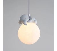 3D Moon Pendant Lights for Bedroom Dimmable Animal Cartoon Planet Ceiling Hanging Lamp Resin Small Cute White Milk Ball Chandelier for Boy Girl Room Bedside Nursery