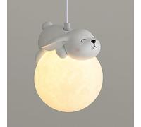 3D Moon Pendant Lights for Bedroom Dimmable Animal Cartoon Planet Ceiling Hanging Lamp Resin Small Cute White Milk Ball Chandelier for Boy Girl Room Bedside Nursery