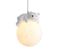 3D Moon Pendant Lights for Bedroom Dimmable Animal Cartoon Planet Ceiling Hanging Lamp Resin Small Cute White Milk Ball Chandelier for Boy Girl Room Bedside Nursery