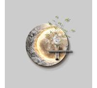 3D Moon Relief Wall Art with LED Light, Sandstone Planet Wall Decor, Frameless Sculpture for Entryway, Hallway, Living Room Home Decor