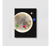 3D Moon Wall Art Decor with LED Lights, Modern Sandstone Sculpture, Lighted Wall Decor for Living Room, Bedroom, Hallway, Includes Solid Wood Blocks