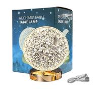 3D Moons/Round/Square/Star Projection Night Light with Touch Control and Rechargeable Battery for Bedroom Decorating Acrylic Crystal Decor Lamp