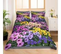 3D Morning Glory Super King Duvet Cover Sets Plants Double Bedding Set Warm Comfort Microfiber Quilt Cover Size 220x260 cm with 2 Pillowcases 50×75 cm D-1577