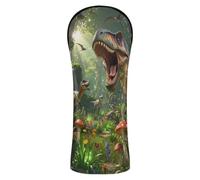 3D Mossy Cave Dino Golf Club Head Cover Premium Leather Headcovers with Interchangeable No. Tags for Driver/Fairway Wood/Hybrid