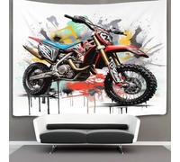 3D Motocross Bike Print Wall Blanket Home Decoration Bedding Poster Wall Art Tapestry Tapestries Wall Hanging Soft Polyester for Bedroom,Decorations Beach Blanket College Dorm 150cmx200cm