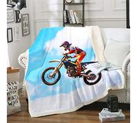 3D Motocross Racer Dirt Bike Extreme Sports for Kids Boys Teens Racing Motorcycle Plush Blanket Motorbike Fuzzy Blanket for Sofa Bed Couch Single 50x60 Inch
