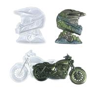 3D Motorcycle and Helmet Silicone Resin Molds Set, Wall Art DIY Craft Making Tools, 2-Piece Decorative Display Molds, Handicraft epoxy Resin Silicone Mold