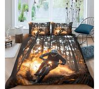 3D Motorcycle Bedding Set Plantation Landscape Duvet Cover Soft Brushed Microfiber Quilt Cover with Zipeer Closure and 2xPillowcases 50x75cm for Teens Adults (Single 150x200cm) d.1083
