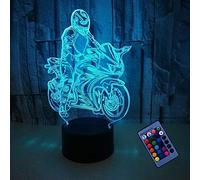 3D Motorcycle Night Light 16 Colors Changing USB Power Remote Control Touch Switch Decor Lamp Optical Illusion Lamp LED Table Desk Lamp Children Kids Christmas Brithday Gift