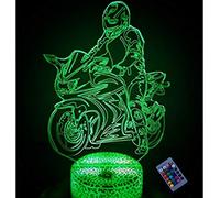3D Motorcycle Night Light 16 Colors Changing USB Power Remote Control Touch Switch Decor Lamp Optical Illusion Lamp LED Table Desk Lamp Children Kids Christmas Brithday Gift