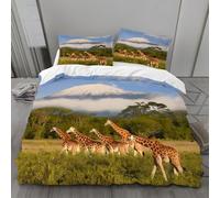 3D Mount Fuji Bedding Set Giraffe Duvet Cover Soft Brushed Microfiber Quilt Cover with Zipeer Closure and 2xPillowcases 50x75cm for Teens Adults (Super King 260x220cm) g-780