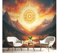 3D Mountains Rivers Photo Wallpaper, Bedroom Restaurant Fashion Decoration Universe Zodiac Signs Mural, Living Room Sofa TV Background Large Mural Orange Brown Wall Paintings, 450x315cm (WxH)