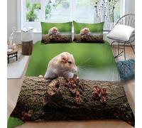 3D Mouse Duvet Cover Set Super King Size Teens Adults Hamster Super King Bedding Quilt Cover Sets Natural Animals Printed Ultra Soft 3pcs Bedroom Comforter Covers with Zipper a.4631