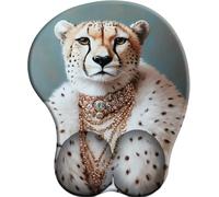 3D Mouse Mat with Wrist Support Cheetah Queen's Costume Ergonomic Mouse Pad with Silicone Comfort Gel Gaming Mousepad with Non-Slip PU Base for Computer Laptop Office&Home