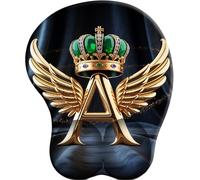 3D Mouse Mat with Wrist Support Gold Wing Crown A2 Ergonomic Mouse Pad with Silicone Comfort Gel Gaming Mousepad with Non-Slip PU Base for Computer Laptop Office&Home