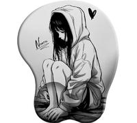 3D Mouse Mat with Wrist Support Melancholy under the gray hoodie Ergonomic Mouse Pad with Silicone Comfort Gel Gaming Mousepad with Non-Slip PU Base for Computer Laptop Office&Home
