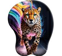 3D Mouse Mat with Wrist Support Neon Cheetah Ergonomic Mouse Pad with Gel Wrist Rest Gaming Mousepad Non-Slip PU Base for Computer Laptop Office&Home