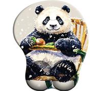 3D Mouse Mat with Wrist Support Pandas eating in the snow Ergonomic Mouse Pad with Silicone Comfort Gel Gaming Mousepad with Non-Slip PU Base for Computer Laptop Office&Home