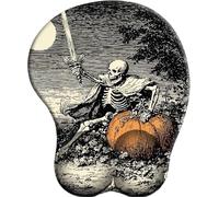 3D Mouse Mat with Wrist Support Skeleton Knight and Pumpkin King Ergonomic Mouse Pad with Gel Wrist Rest Gaming Mousepad Non-Slip PU Base for Computer Laptop Office&Home