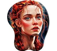 3D Mouse Mat with Wrist Support The gaze of the red-haired girl Ergonomic Mouse Pad with Silicone Comfort Gel Gaming Mousepad with Non-Slip PU Base for Computer Laptop Office&Home