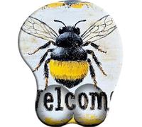 3D Mouse Mat with Wrist Support Welcome Little Bee Ergonomic Mouse Pad with Gel Wrist Rest Gaming Mousepad Non-Slip PU Base for Computer Laptop Office&Home