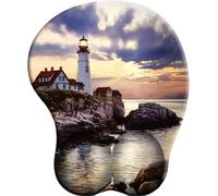 3D Mouse Mat Wrist Support Sunset Lighthouse Ergonomic Gel Gaming Mouse Pad Wrist Rest with Non-slip Base for Home Office Computer Laptop 27x22 cm