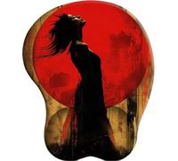 3D Mouse Pad Ergonomic Wrist Protected Elastic Gel Wrist Rest Non-Slip Rubber Base Mouse Mat Whisper of the Red Moon with Wrist Support for Gaming Computer Office Home