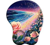 3D Mouse Pad Ergonomic Wrist Protected Elastic Gel Wrist Rest Non-Slip Rubber Base Mouse Mat Xinghai Rose Coast with Wrist Support for Gaming Computer Office Home