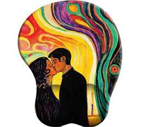 3D Mouse Pad with Wrist Support A Kiss in a Symphony of Colors Ergonomic Gel Wrist Rest Non-Sliding Rubber Base for Gaming Computer and Office 27x22 cm
