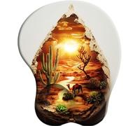 3D Mouse Pad with Wrist Support Desert Sunset Tears Ergonomic Gel Wrist Rest Non-Sliding Rubber Base for Gaming Computer and Office 27x22 cm
