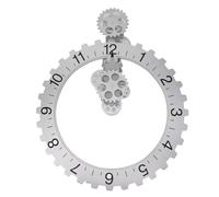 3D Moving Gear Clock, Single Sided Mechanical Gear Rotary Hour Wheel Wall Art Decorative Clock for Home Livingroom (Silver), Silver, No