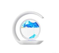 3D Moving Sand Art Desk Lamp, Portable 15W Wireless Charging LED Lamp With 1200MAh Battery For Bedside Ambient Light(Blue)