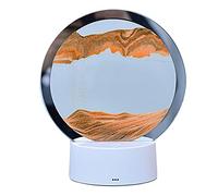 3D Moving Sand Art Picture Desk Lamp, 7 Color Hourglass Lights, Color Changing Table Lamp, Sand Liquid Motion Desk Lamp, Creative Sea Glass Quicksand Painting Night Light (Gold and Jade)