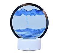3D Moving Sand Art Picture Desk Lamp, 7 Color Hourglass Lights, Color Changing Table Lamp, Sand Liquid Motion Desk Lamp, Creative Sea Glass Quicksand Painting Night Light (Green Out of Blue)