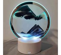 3D Moving Sand Art Picture Lamp Liquid Motion Deep Sea Sandscape,RGB Color Changing QuicksandTable Lamp,360° Rotating Hourglass Night Light(Grey-Touch)
