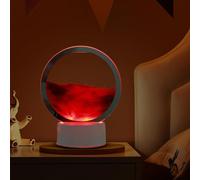 3D Moving Sand Art Table Lamp,16 Color Changing Touch Remote Control Quicksand Lamp, 3D Hourglass Deep Sea Sandscape Sand Painting Night Light, 360°Rotating Hourglass Home Desktop Decor ( Color : Red