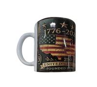 3D Mug Commemorating The 250th Anniversary of United States Journey from 1776 to 2026 Patriotic Decoration Veteran Commemorative Glass Cup Drinking Set up (White, 15X11CM)