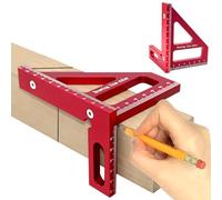3D Multi Angle Measuring Ruler, 45/90 Degree Triangle Layout Scriber, 3D Woodworking Square Protractor, Aluminum Alloy Miter Triangle Ruler Woodworking Measuring Tools for Engineer Carpenter(Red)